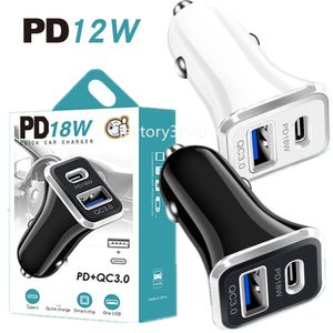 12W 2.4A高速車充電器Daul Ports PD USB C CAR CARGRER POWERADAPTER for iPhone 11 12 13 14 15 Samsung Xiaomi F1