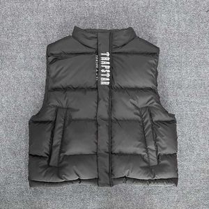 Schwarze Trapstar-Weste, Herbst- und Winter-Tanktop, trendiger Stehkragen, ärmelloser Baumwollanzug, vielseitig einsetzbar für Paare, Jacke, Windjacke, Mantel, Trainingsanzug, Jacke, Kapuzenpullover