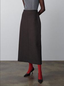 Th~Row Half-length Skirt Women's New High Waist Split Wool Mid length Versatile Slim Split Skirt Women's