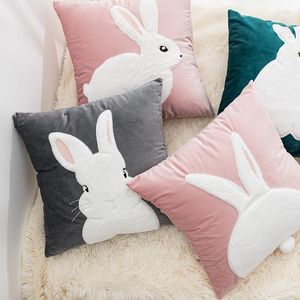 Cuscino 3D Peluche Fodera in velluto Animale Cartone animato Decorazioni per la casa Divano Divano Cuscini decorativi 45 Federa nordica rosa grigia