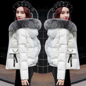 Women's Down Parkas Women's Winter Down Jacket 2023 Winter New High Quality Short Solid Color Fashion Big Fur Collar 90 White Duck Down Coat Kvinna ZLN231109