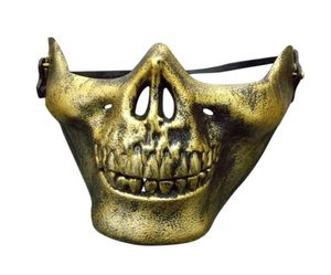 Maschera di teschio umano con visiera in plastica a mezzo mento horror di Halloween6120154