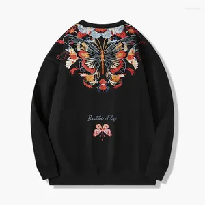 Magliette da uomo T-shirt a maniche lunghe moda autunno e inverno Stile cinese Zhuangzhou Dream Butterfly Ricamo Stampa Maglione sportivo