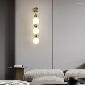Lampy ścienne nowoczesne luksusowe modne szklane szklane lampy kulisowe do sypialni badanie korytarza miedziana dekoracyjna lampa LED