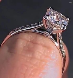 Klaster Pierścienie Solid 14k białe złoto kobiety w przyjęciu na przyjęcie rocznicowe pierścionek zaręczynowy 1 2 3 4 5 ct Poduszka Moissanite Diamond Crown Trendy