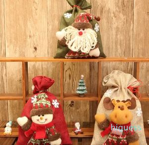 2023 Christmas decorations red linen three-dimensional figurines candy bags Christmas gift bags holiday children's decorations