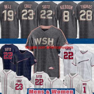 Maglie da baseball 22 Maglia Juan Soto 23 Nelson Cruz Josh Bell Keibert Ruiz Cesar Hernandez Luis Garcia Carter