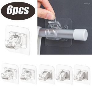 Hooks Punch-Free Justerable Curtain Rod Holder Clamp Bracket Holders Fixat Clip Home Storage Hook Badrumstillbehör