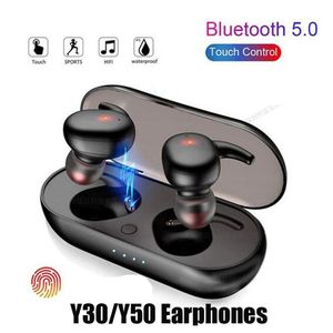 Y30 Y50 TWS Bluetooth 5.0 Ohrhörer Wireless Ohrhörer Berührungssteuerung Sport im Ohrstereo -Kabel -Headset für Android iOS Handy Max Sumsang Xiaomi gegen A6S 4