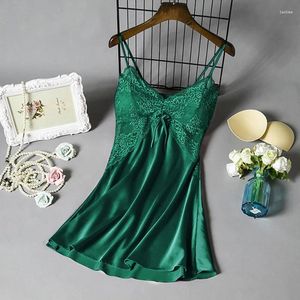 Women's Sleepwear Ladies Sexy Silk Satin Night Dress Sleeveless Nighties V-Neck Nightgown Nightdress Lace Nightwear For Women S-3XL