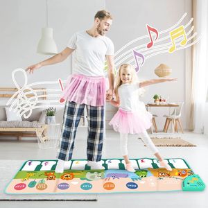 Tangentbord piano musikalisk pianomatt för barn 110x36 cm golv tangentbord dansmatta med 8 djurljud baby matta förskolans utbildningsleksaker 231108