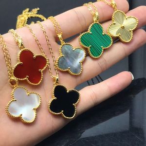 Classic Four Leaf Clover Designer Version Large Flower Necklace with Rose Gold Natural Sweater Chain for Women Two Collarbone Chains Van Clee Gift