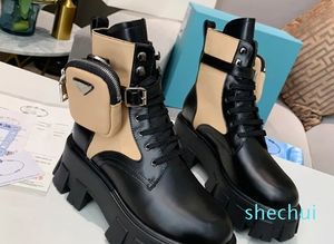 남성 여성 Rois Boots 디자이너 Ankle Martinleather 나일론 이동식 파우치 부티 군사 영감 전투 신발 원래 상자 크기 35-45