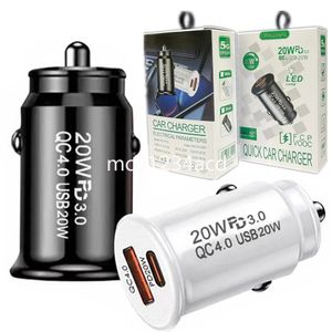 Szybkie ładowanie 20 W USB C ładowarka samochodowa 3.1a PD Typ C Adapters Autopower dla iPhone'a 13 14 15 Pro Max Samsung S10 S22 S23 HTC LG M1 z pudełkiem