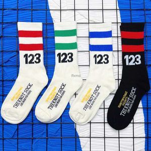 Men's Socks 23 Year New Rrr123 Beige Mid Barrel Stripe Digital Pure Cotton High Street Matching Sweater Fashion BrandBHGC