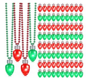 Light up Pendant Bulb Necklace on Mardi Gras Beads LED Flashing Glowing in the Dark GarlandS Holiday Christmas Party Favor Stocking Stuffer