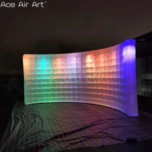 Door to Door 6m W x 3m H Inflatable Party Background Wall LED Lighting Curved DJ Wall for Stage Decoration or Event