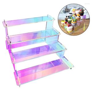 Decorative Plates 4 Tier Clear Display Risers Stand Organiser Plastic