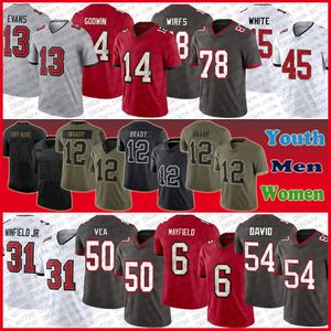 6 Baker Mayfield TB Bucs Football Jersey Custom Мужчины Женщины Молодежь Майк Эванс Девин Уайт Крис Годвин Лавонте Дэвид Вита Веа Кайл Траск Тристан Уирфс Джамел Дин Том Брэди