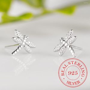 Studörhängen 925 Sterling Silver Förhindra allergi Dragonfly för kvinnor Girls Fashion Jewelry Pendientes