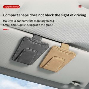 Suede Leather Car Glasses Holder Auto Sun Visor Solglasögon Clip Card Ticket Organizer Universal Multi-Function Car Accessories