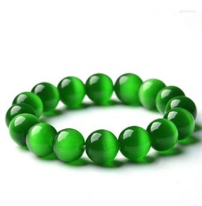Strand Natural Green Opal Stone Balls Bracelet & Bangle Ladies Brief Single Layer Beads Rosary Wristband Hand Chain For Women