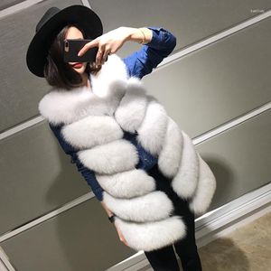 Women's Fur High Quality 100 Import Real Natural Vest Coat Sleeveless White Striped Loose Gilet Spring Women 2023 ClassicWomen's & Faux