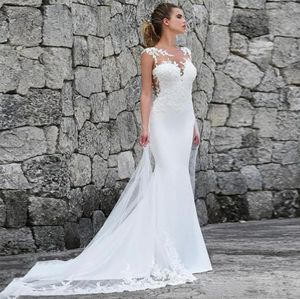 Abiti da sposa 2023 Sirena bianca con pizzo Abiti da sposa taglie forti Abiti da boho Abito da spiaggia gotico cresce