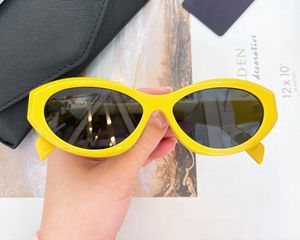 Sarı gri oval cateye şekil şekil güneş gözlüğü kadınlar için erkekler Sunnies Gafas de Sol Tasarımcı Güneş Gözlüğü Tonları Occhiali da Sole UV400 Koruma Gözlük