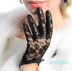 Hot Sale Medival Women Lace Genuine Leather Gloves Unlined Nappa Lambskin Wrist Sunscreen Glove Free