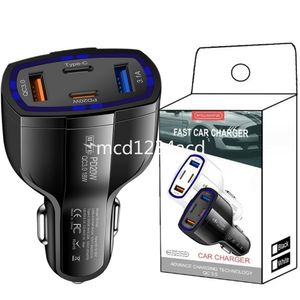 38W PD20W USB QC3.0 18W 4In1 4 portas Carregador de carro Carregamento rápido rápido 53W Tipo C USB C Carregadores de carro para iPhone 13 14 15 Samsung S23 S24 HTC LG GPS M1