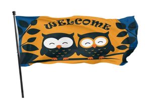 Owls Welcome Garden 3x5ft Flags 100d Polyester Banners inomhus utomhus livlig färg hög kvalitet med två mässing GROMMETS3782238