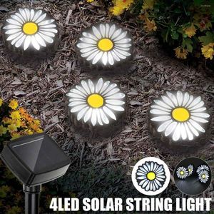 Solar Powered Lawn Lamp Daisy Flower Garden Light 4LED Christmas Outdoor Waterproof Party Holiday Home Decoration 1m