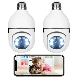 1080P E27 Light Bulb Camera Outdoor 2.4G WiFi Wireless Camera Color Night Vision 2-Way Audio 360° Panoramic IP Dome Camera with Motion De