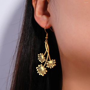 Dangle Earrings Unift Blooming Dandelion Flower For Women Trendy Fashion Bohemian Jewelry Stainless Steel Christmas Gift 2023