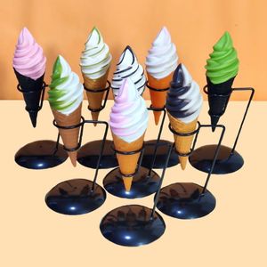 装飾的な花21cmシミュレーションライトプラスチックアイスクリーム人工食品子供おもちゃウェディングパーティーベーカリーデザート窓飾りポグラル