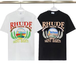 Męskie koszulki klasyczne biały czarny czarny rhude designer T Shirt Summer Short Rleeve Saint Barts Mężczyźni Kobiet Tshirt Tee Mens Ubrania pubk