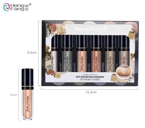 6 Colorset Hengfang Liquid Waterproof Diamond Glitter Eyeshadow Makeup Cosmetics White Copper Colors Brand Shimmer Eye Shadow3533065