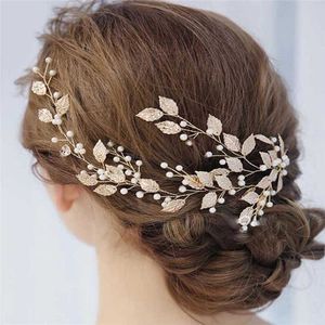 Hochzeit Haarschmuck 1 Artikel Vintage Blätter und Blumen Braut Stirnband Bohemian Kopfschmuck Kristall Perle Haarranke Blume Halo Hochzeit Haarschmuck P230408