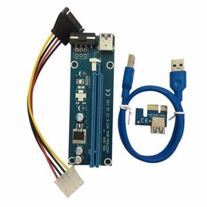 Freeshipping PCI-E PCI Express Riser Card 1x to 16x USB 30 Data Cable SATA to 4Pin IDE Molex Power Cord Supply for BTC Miner Machine Sxabr