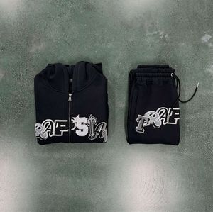 İngiliz tasarımcı Trapstar Trailsuit Erkekler Widcard Zip-Black /Monokrom 1 En Kaliteli İşlemeli Kadın Hoodie Jogger Pants A3