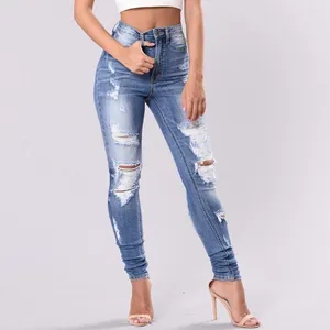 Jeans femininos calças compridas jeans plus size cintura alta buraco botão calças sino-bottom roupas de perna larga