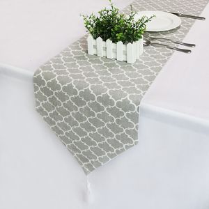 Table Runner 1 piece of gray vintage linen tablecloth classic tablecloth with tassel modern home el party dining table decoration 230408