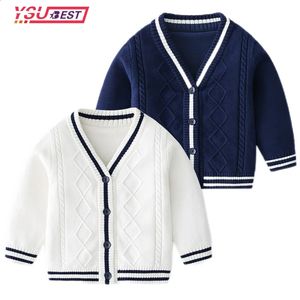 Kurtki 1 7yrs Baby Boys Girls Grasigan Sweater Autumn Toddler Knit Cardigans Knitwear School Style Tops 231109