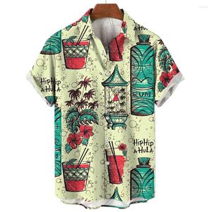 Мужские повседневные рубашки в этническом стиле с 3d тотемным принтом, высококачественная мужская одежда, свободная пляжная гавайская рубашка большого размера с короткими рукавами, топ