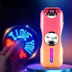 Tändare Metal Electric Double Arc Flameless Lighter Windproect Plasma USB Raddningsbar kreativ fidget -spinner med LED -lampor