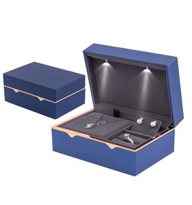Smyckeslådor LED LIGHT smycken Organisator Case Ring Halsband Armband Earring Set Box Wedding Jewelry Set Lagring Box 231108
