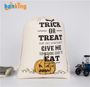 Halloween Gift Bags Large Cotton Canvas Handbags Festives Pumpkin Devil Spider Printed Candy Bag Sack Bags Christmas Decorations7619984