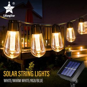 Gartendekorationen LED-Solar-Lichterketten, IP65, wasserdicht, für den Außenbereich, Weihnachtsdekoration, Glühbirne, Retro-Feiertagsgirlande, Gartenmöbel, Feenlampe 231109