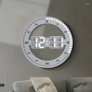 Orologi da parete Orologio digitale a LED circolare luminoso 3D Creatività silenziosa Salto secondo per la decorazione dell'allarme del soggiorno